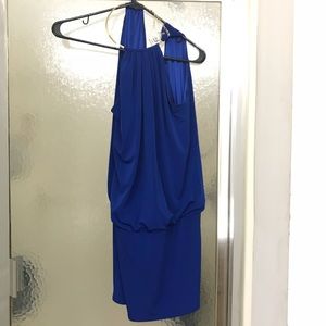 Cache Blue mini dress with built in choker